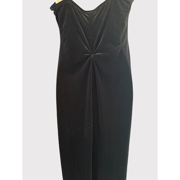 Vintage Social Circles Black Velvet Slip Maxi Dress Y2K Formal 8P Dark Academia - Picture 5 of 7